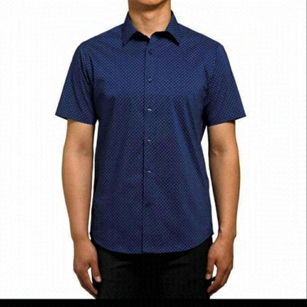 LUCKY Men's Short Sleeve Blue Shirt Sz M (15-15.5)